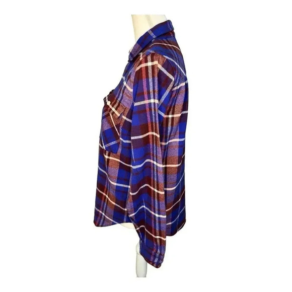 J. Crew Women's XS Blue Plaid Flannel Button-Up Shirt Long Sleeve Collared‎ - Picture 2 of 7